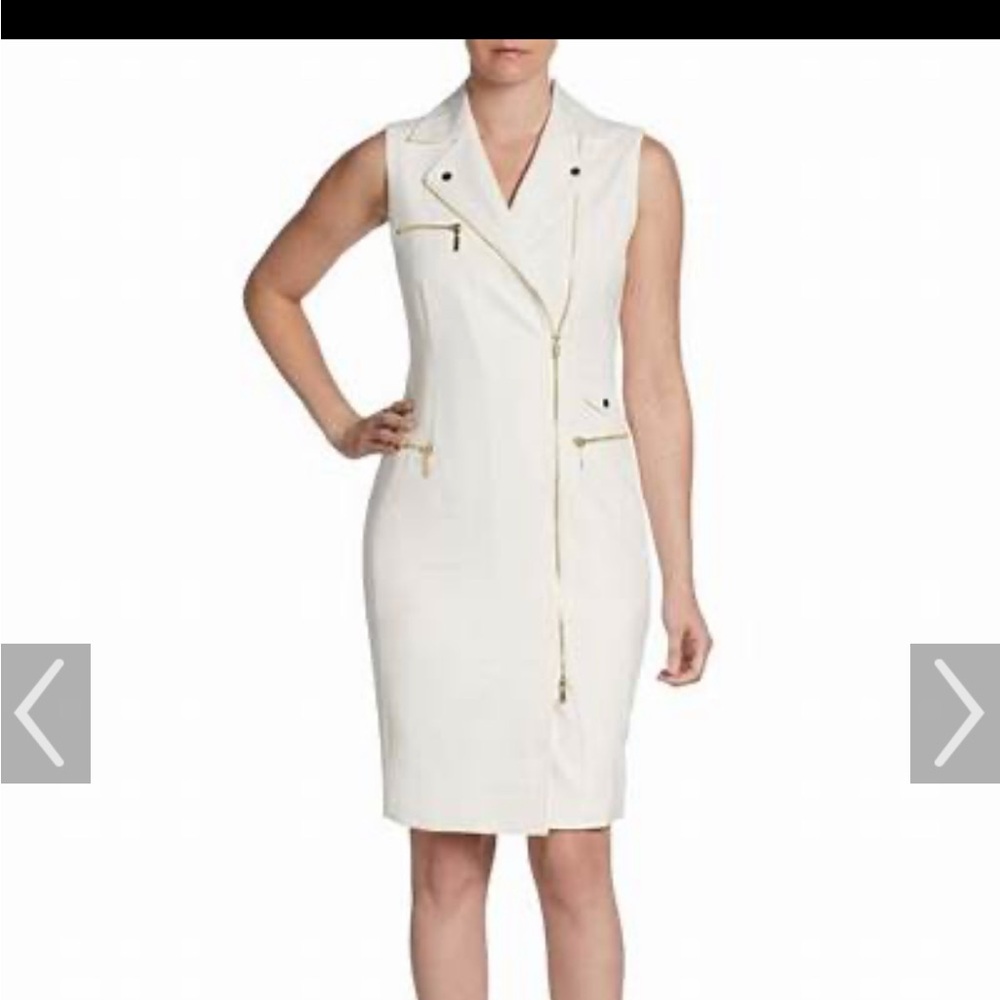 Calvin Klein Cream Moto Tank Dress